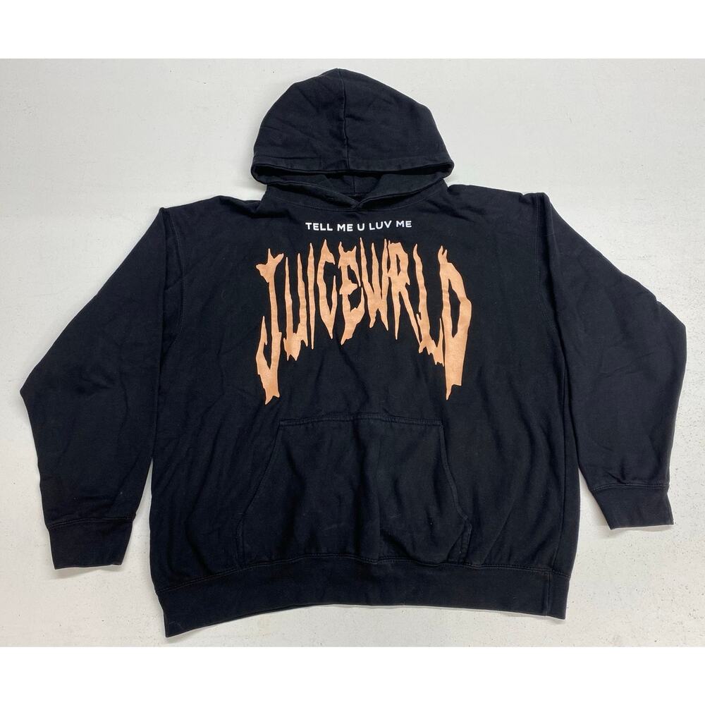 999 Club Juice Wrld "Tell Me U Luv Me" promo spell-out graphic pullover hoodie